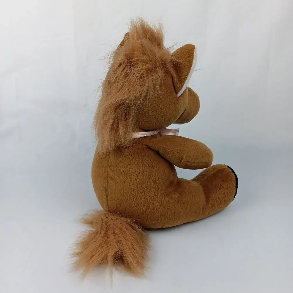 90s Kellytoy Original Cuddle Pals Horse Seated 1998 Plush Brown White Pink Bow